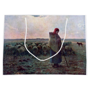 Hirtin mit ihrer Flock, Jean-Francois Millet Große Geschenktüte