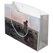 Hirtin mit ihrer Flock, Jean-Francois Millet Große Geschenktüte (Rückseite Schrägansicht)