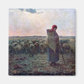 Hirtin mit ihrer Flock, Jean-Francois Millet Magnet (Vorne)