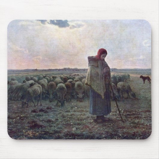Hirtin mit ihrer Flock, Jean-Francois Millet Mousepad (Vorne)
