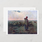 Hirtin mit ihrer Flock, Jean-Francois Millet Postkarte (Vorne/Hinten)