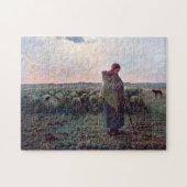 Hirtin mit ihrer Flock, Jean-Francois Millet Puzzle (Horizontal)