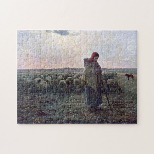 Hirtin mit ihrer Flock, Jean-Francois Millet Puzzle (Horizontal)