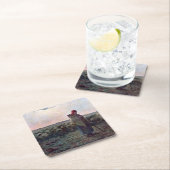 Hirtin mit ihrer Flock, Jean-Francois Millet Rechteckiger Pappuntersetzer (Vor Ort)