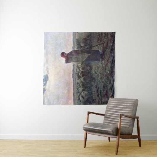 Hirtin mit ihrer Flock, Jean-Francois Millet Wandteppich (Beispiel)