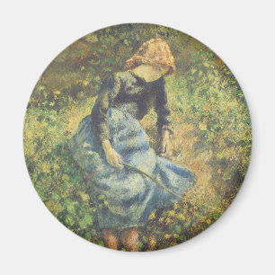 Hirtin von Camille Pissarro, Vintage Fine Art Magnet