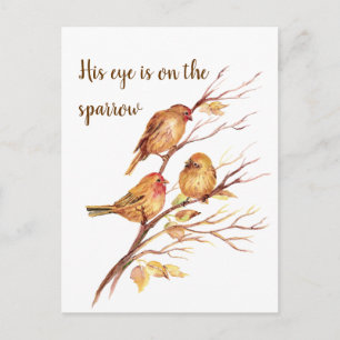 His eye is on the Sparrow, Inspiration Bird Quote Postkarte