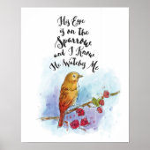 His Eye Is On The Sparrow Wall Art Poster (Vorne)