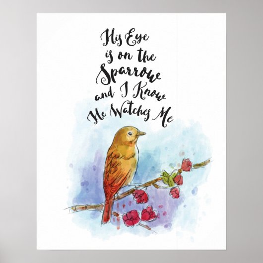 His Eye Is On The Sparrow Wall Art Poster (Vorne)