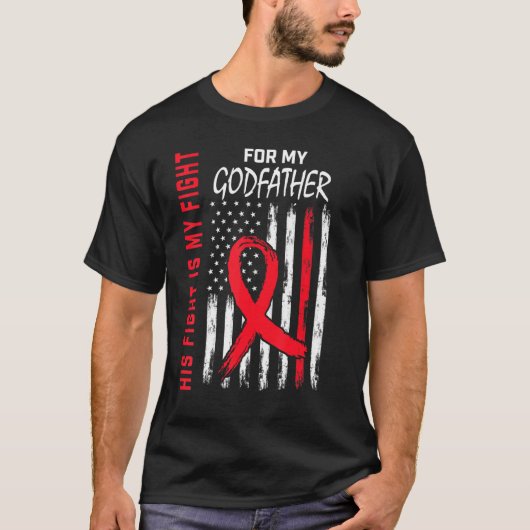 His Fight is my Fight Godfather Heart Disease Awar T-Shirt (Vorderseite)