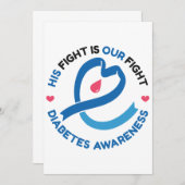 His Fight Is Our Fight – Diabetes Awareness Einladung (Vorne/Hinten)
