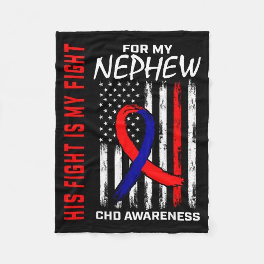 His Fight Nephew Chd Awareness American Flag Graph Fleecedecke (Vorderseite)