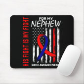 His Fight Nephew Chd Awareness American Flag Graph Mousepad (Mit Mouse)