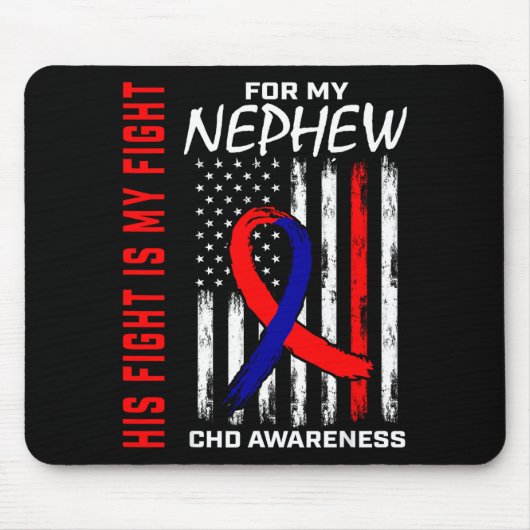 His Fight Nephew Chd Awareness American Flag Graph Mousepad (Vorne)