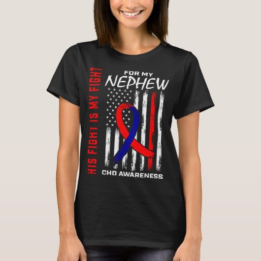 His Fight Nephew Chd Awareness American Flag Graph T-Shirt (Vorderseite)