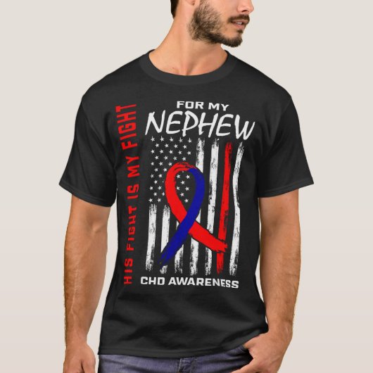 His Fight Nephew Chd Awareness American Flag Graph T-Shirt (Vorderseite)