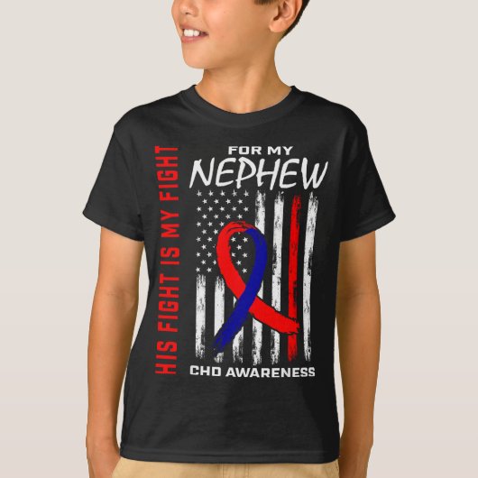 His Fight Nephew Chd Awareness American Flag Graph T-Shirt (Vorderseite)