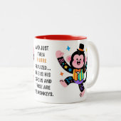 (His) Funny Personalized Circus Monkeys Zweifarbige Tasse (VorderseiteRechts)
