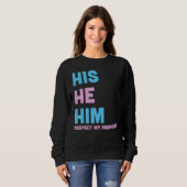 His He Him Respect My Pronouns Trans LGBT Transgen Sweatshirt (Vorne ganz)
