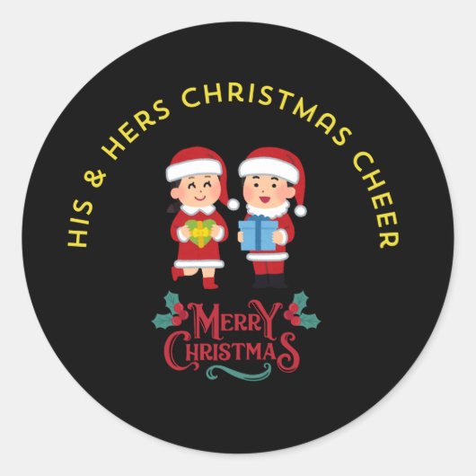 His & Hers Christmas Cheer Runder Aufkleber (Vorderseite)