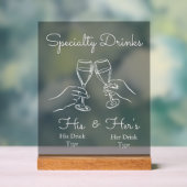 His & Hers Drinks - Special Wedding Drink Bar Sign Acrylschild (Neutral)