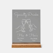 His & Hers Drinks - Special Wedding Drink Bar Sign Acrylschild (Vorderseite)
