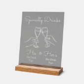His & Hers Drinks - Special Wedding Drink Bar Sign Acrylschild (Winkel)