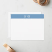 His & Hers Initials Banded Stationery Mitteilungskarte (Vorderseite/Rückseite Beispiel)