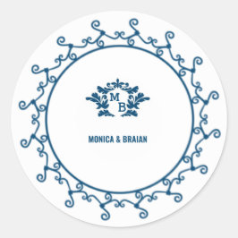 His & Hers Monogram Elegant Floral Initials Runder Aufkleber