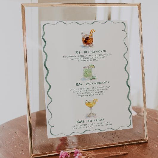 His Hers Theirs | Watercolor Signature Cocktail Poster