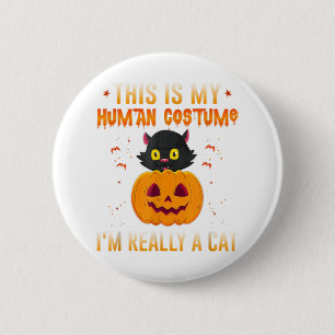 His Is My Human Costume I M Really a Cat Pumpkin H Button