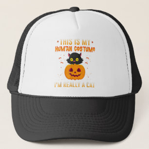 His Is My Human Costume I M Really a Cat Pumpkin H Truckerkappe