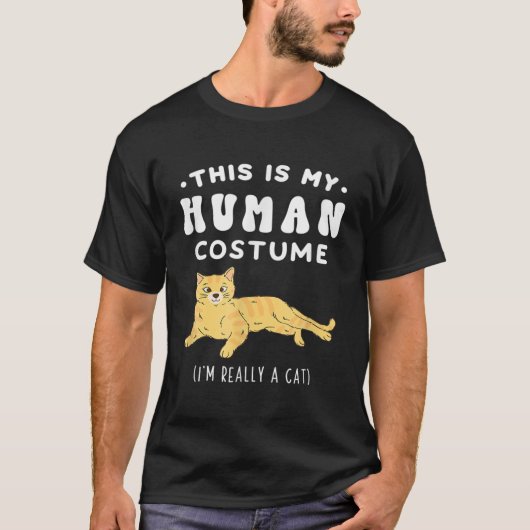 His Is My Human Costume I Really A Cat Abby Cat T-Shirt (Vorderseite)