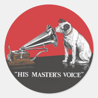 His Master's Voice Rot & Schwarz Vintage Runder Aufkleber