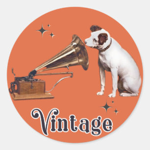 His Master's Voice Vintage Orange Runder Aufkleber