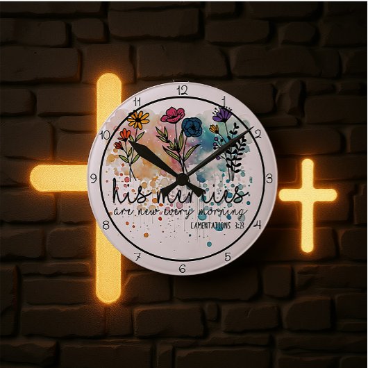 His Mercies Are New Every Morning Art Runde Wanduhr