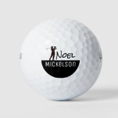 His Name Black\White Golfplayer Golfball (Vorderseite)