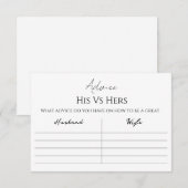 His Vs Hers Advice Card Hinweiskarte (Vorne/Hinten)