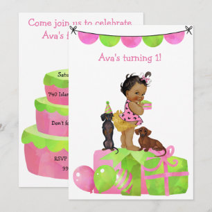 Hispanic Baby Girl Dackel Party Einladung