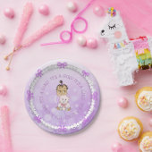 Hispanic Baby Girl Holding Teddy Bear Baby Dusche Pappteller (Party)