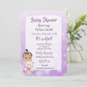 Hispanic Baby Girl mit Teddy Bear Baby Showier Einladung (Stehend Vorderseite)