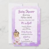 Hispanic Baby Girl mit Teddy Bear Baby Showier Einladung (Vorderseite)