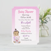 Hispanic Baby Girl mit Teddy Bear Baby Showier Einladung (Stehend Vorderseite)