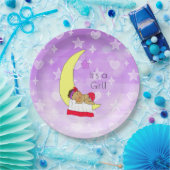 Hispanic Baby Girl Schlafen auf Moon Baby Dusche Pappteller (Party)