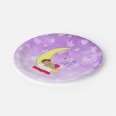 Hispanic Baby Girl Schlafen auf Moon Baby Dusche Pappteller (Schrägansicht)