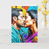 Hispanic Couple Kissing Te Amo Karte (Gelbe Blume)