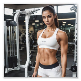 Hispanic Fit Athletic Girl in Lycra, Gym Fotodruck