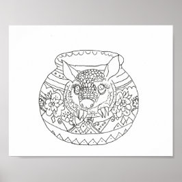 Hispanic Folk Art Baby armadillo Farbseite Poster