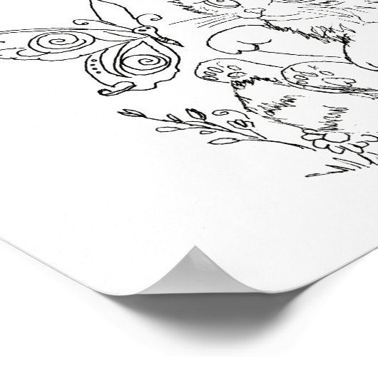 Hispanic Folk Art Kitten Farbseite Poster (Ecke)