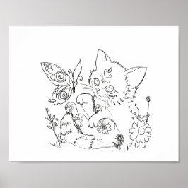 Hispanic Folk Art Kitten Farbseite Poster